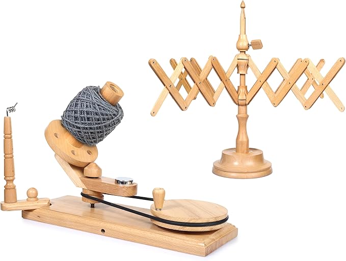 Large Handcrafted Wooden Yarn Winder & Swift – Breachwood Ball Winder for Crocheting, Knitting, Weaving – Heavy-Duty Yarn Winder for 8-12 oz Skeins