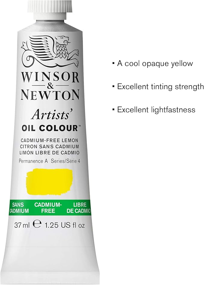 Winsor & Newton Artists' Oil Color, 37ml (1.25 oz) Tube, Cadmium-Free Lemon