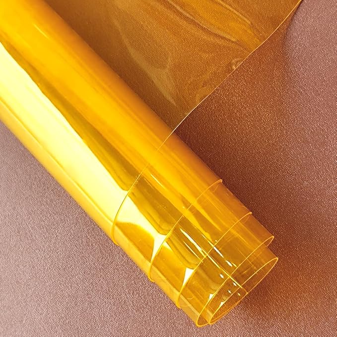 HYANG Light Yellow Transparent PVC Super Clear Holographic Vinyl Faux Leather Sheets 1 Roll 12" x 47" (30cm x 120cm) for DIY Bows Earrings Bags DIY Crafts Making