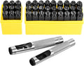 WorkBless 36PCS Metal Stamping Kit, 25/64" (10mm) Steel Number and Letter Punch Set, Include A-Z Alphabet, Number 0-8, & Symbol, Stamping Tool for Imprinting Plastic, Wood, Leather, Jewelry