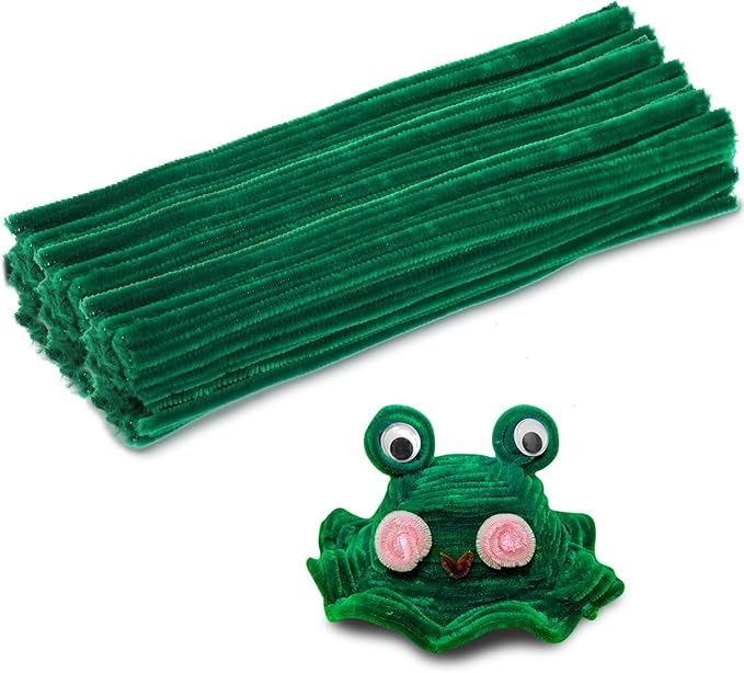 kdafio 120 Pcs Dark Green Pipe Chenille Stems, Chenille Stems Pipe Cleaners Long Craft Pipe Cleaners Pipe Cleaners for Hair Locs Beginner Creative Crafts Christmas Decorations