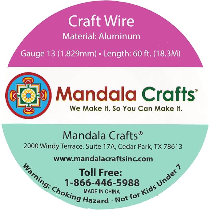 Mandala Crafts 13 Gauge Anodized Aluminum Craft Wire for Jewelry Making - 60 FT Colored Flexible Purple Wire - Bendable for Bonsai Armature Crafting Sculpting