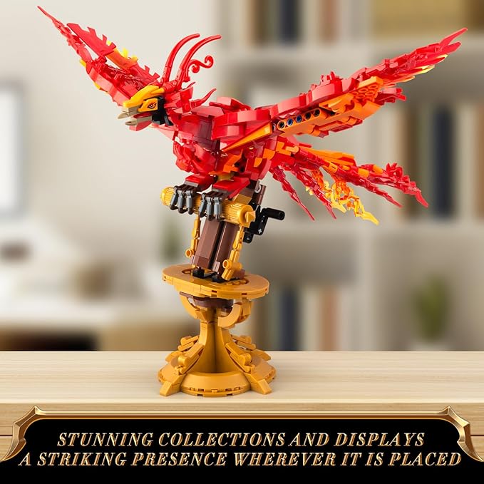 Phoenix Building Set, Bird Animals Set Wings Adjustable Building Kit, Collectible Magic HP Model Toys Gifts for Adults Kids Fans 12+ (938 PCS)