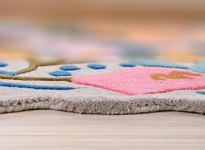 Handmade Wool Floral Area Rug for Living Room | Elegant Flower Garden Design, Soft, Thick and Durable | Bedroom, Dining Room & Home Decor Carpet (8' x 10', Floral H)