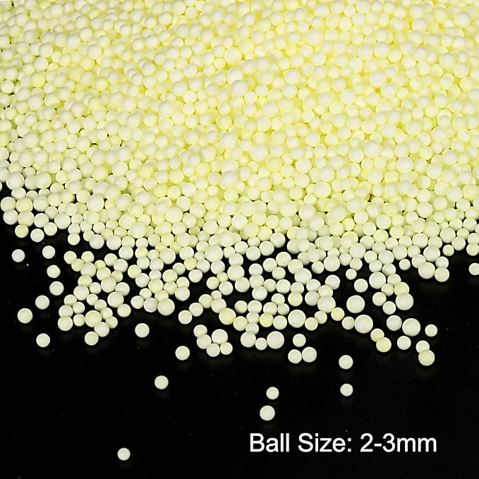 MECCANIXITY Foam Beads Foam Balls 2-3mm for Wedding and Party Decorations, Tiny Packing Balls, Arts DIY Crafts Supplies (Yellow,1 Pack Approx 8000pcs)