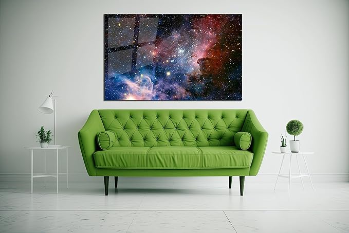 SpiritualHands Stunning Nebula Tempered Glass Wall Art Painting for Living Room, Tempered Glass Modern Prints Decor, Large Vivid Color Panel for Bedroom, Kitchen, or Office