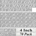 4 Inch Alphabet Letter Stencils for Painting - 70 Pack Letter and Number Stencil Templates with Signs for Painting on Wood, Reusable Cursive Letters Stencils for Chalkboard Wood Signs & Wall Art