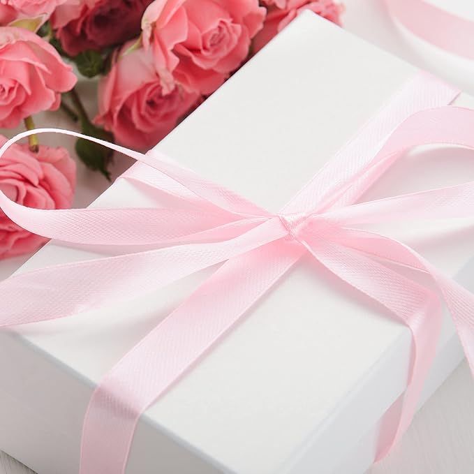 LIUYAXI Light Pink Satin Ribbon, Double Faced 5/8" X Continuous 25 Yards Ribbons Perfect for Gift Wrapping Bows Bouquet Wedding Craft and More