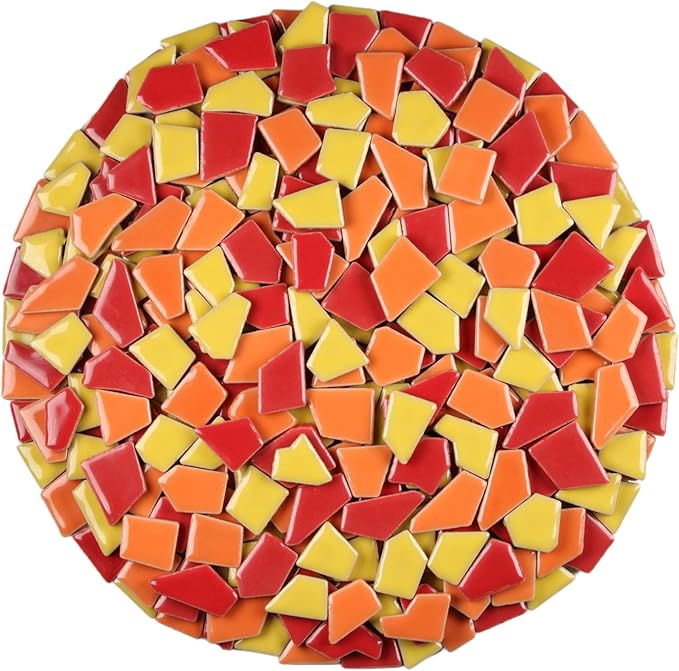 Ceramic Mosaic Tiles for Crafts & Art Projects 200 Grams Vibrant Colors Pieces Fit Together Like a Puzzle Endless Creative Ideas for Mosaic Art DIY Hobbies Small Sizes (Orange)