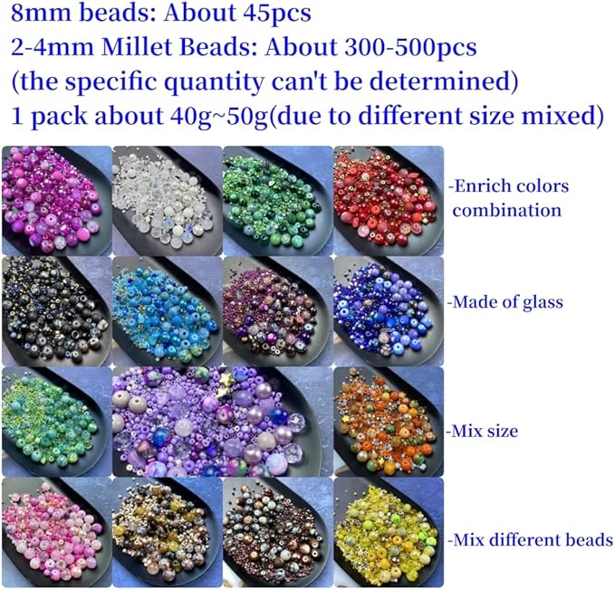 Assorted Glass Resin Beads Multi Size Colors Smooth Cracked Gravel Millet Spacer Beads for Bracelets Necklace Earring DIY Jewelry Making Craft(Deep Amber Series)