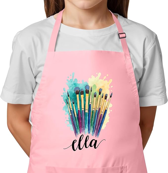 Unisex Kids Apron with Custom Name – Perfect for Painting, Crafts, and Fun Great Christmas Gift or Stocking Stuffer for Kids
