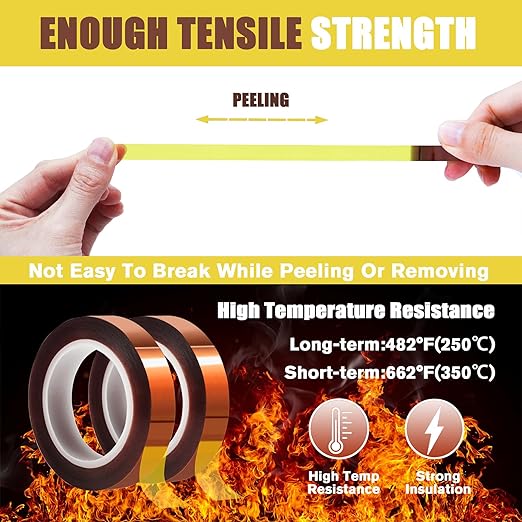2 Rolls 10mm x16m(52FT) Heat Tape High Temperature Heat Resistant Tape Heat Transfer Tape for Heat Sublimation Press Vinyl,No Residue