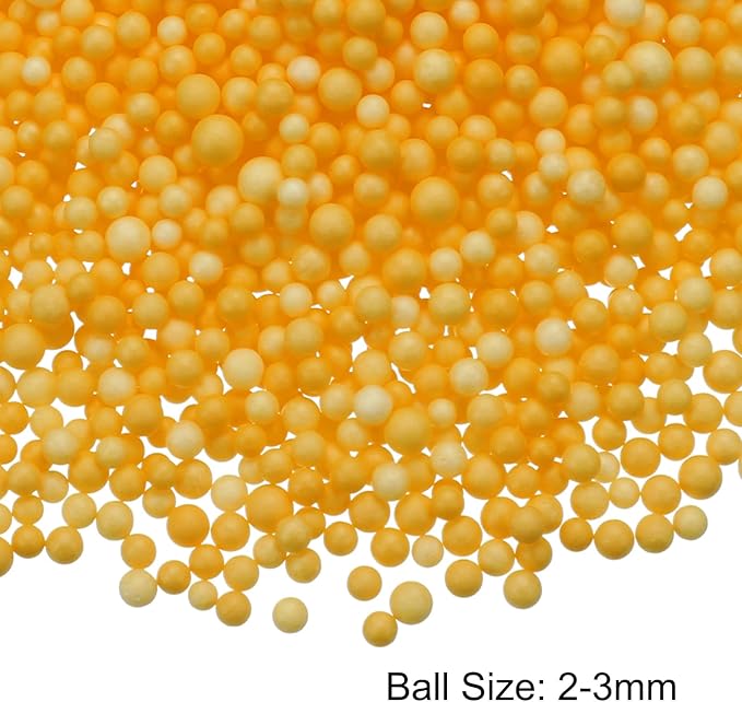 MECCANIXITY Foam Beads Foam Balls 2-3mm for Wedding and Party Decorations, Tiny Packing Balls, Arts DIY Crafts Supplies (Dark Yellow,1 Pack Approx 8000pcs)