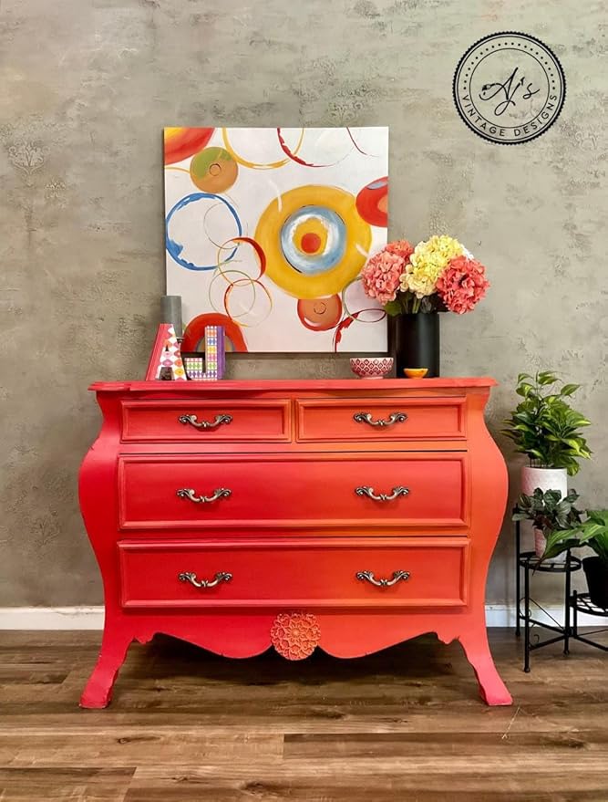 Dixie Belle Paint Company Chalk Finish Furniture Paint - Florida Orange (4oz) - Matte Bright Orange Chic Chalk Mineral DIY Furniture Paint