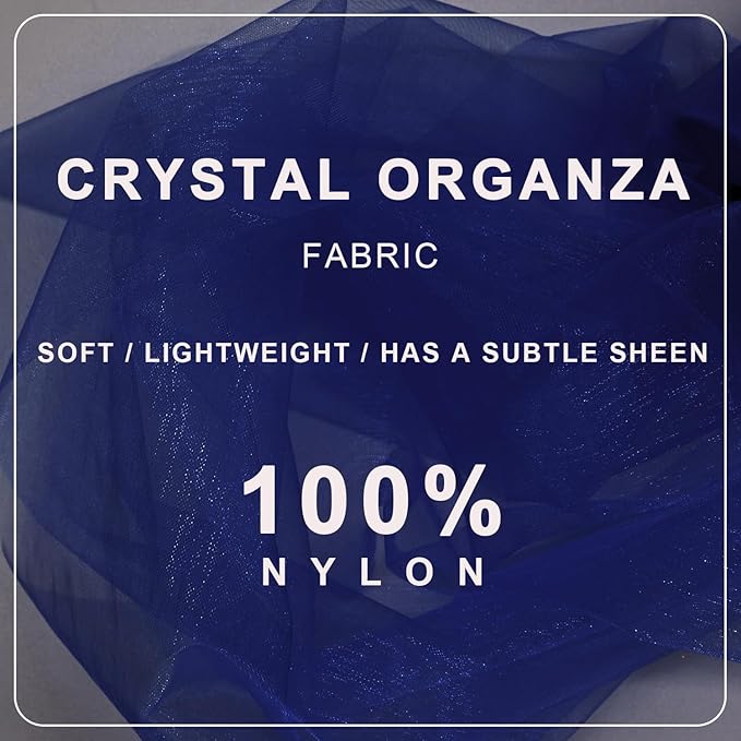 Organza Tulle Fabric Rolls, Crystal Organza 12" by 50 Yards (150 ft) Sheer Nylon Silky Shiny Netting Spool Bolt for DIY Craft Table Runner Wedding Baby Shower Party Decor (Navy Blue)