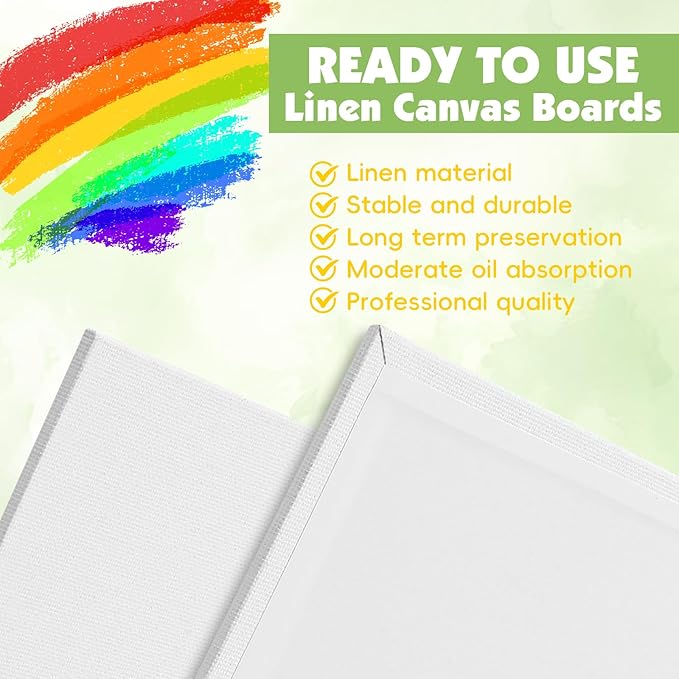 ESRICH Professional Linen Canvas for Painting, 5 Pack Linen Canvas Panels 8x10 Primed Acid Free Blank Canvas Boards for Painting for Artists, Painters