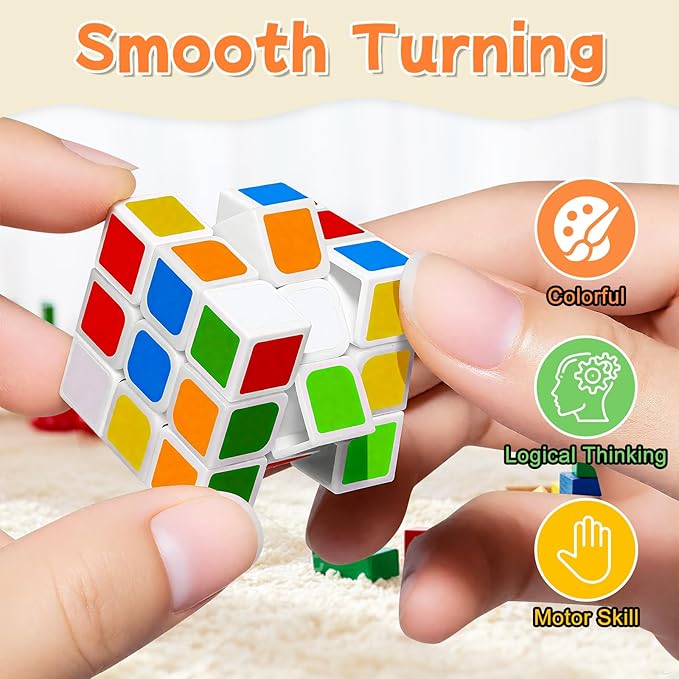 48 Pack Mini Puzzle Cubes Party Favors for Kids, 3x3 Mini Magic Cube Puzzle Prize Set for Kids School Rewards, 1.18inch Bulk Small Toys for Party, Birthday, Christmas Stocking