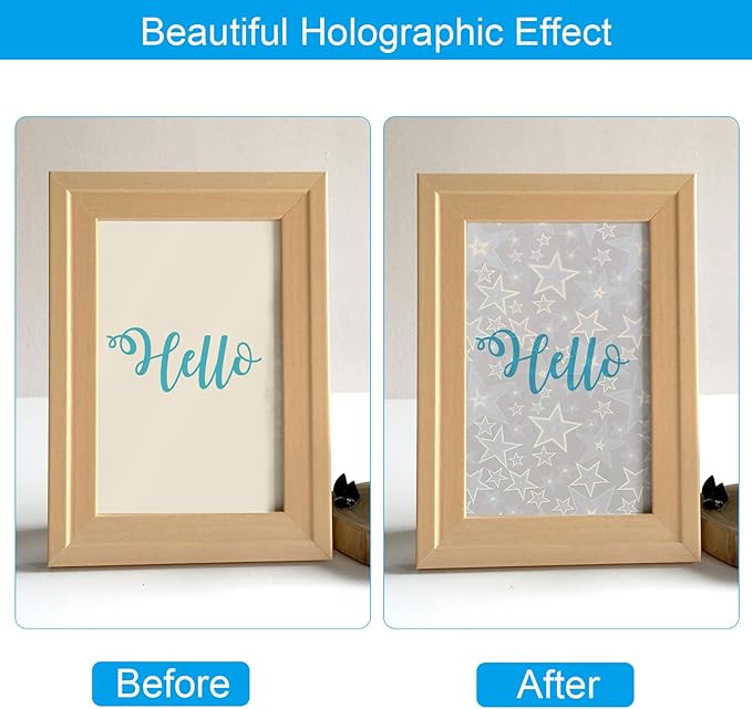PATIKIL 11.7x8.3" Holographic Sticker Paper, 10Sheets A4 Polypropylene Self-adhesive Transparent Waterproof Laminate Overlay Film for Photo Cards Scrapbook Decorations, Pentagram