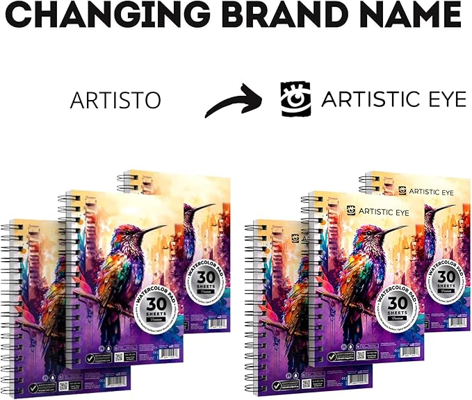 ARTISTIC EYE 5.5x8.5 Premium Watercolor Pads, Pack of 3 (90 Sheets), Spiral Bound, 140lb (300gsm), Acid-Free Paper, Perfect for Most Wet & Dry Media, Ideal for Beginners, Artists & Professionals