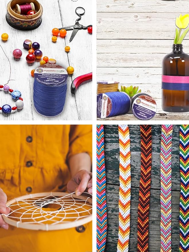 Mandala Crafts 1.5mm 109 Yards Orange Cotton Waxed Cord for Jewelry Making Bracelet Cord Waxed String - Beading String Thread Jewelry Cords for Necklaces String