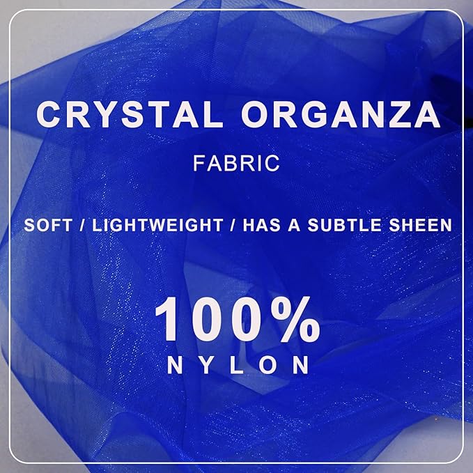 Royal Blue Organza Tulle Fabric Rolls, Crystal Organza 12" by 50 Yards (150 ft) Sheer Nylon Silky Shiny Netting Spool Bolt for DIY Craft Table Runner Wedding Baby Shower Party Decor (Royal Blue)