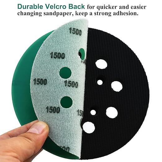 5-Inch 8-Hole Wet Dry Sanding Discs 1500 Grit, Polyester Film Backed Heavy-Duty Hook and Loop Sandpaper for Random Orbital Sander, 50-Pack