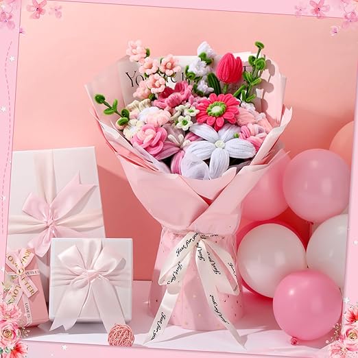 DaisyInner 700 Pcs Halloween Fall Pipe Cleaners Craft Bulk Pastel Chenille Stems Flower DIY Gradient Colored Fluffy for School Classroom Thanksgiving Christmas Party Supplies(Pink Theme)