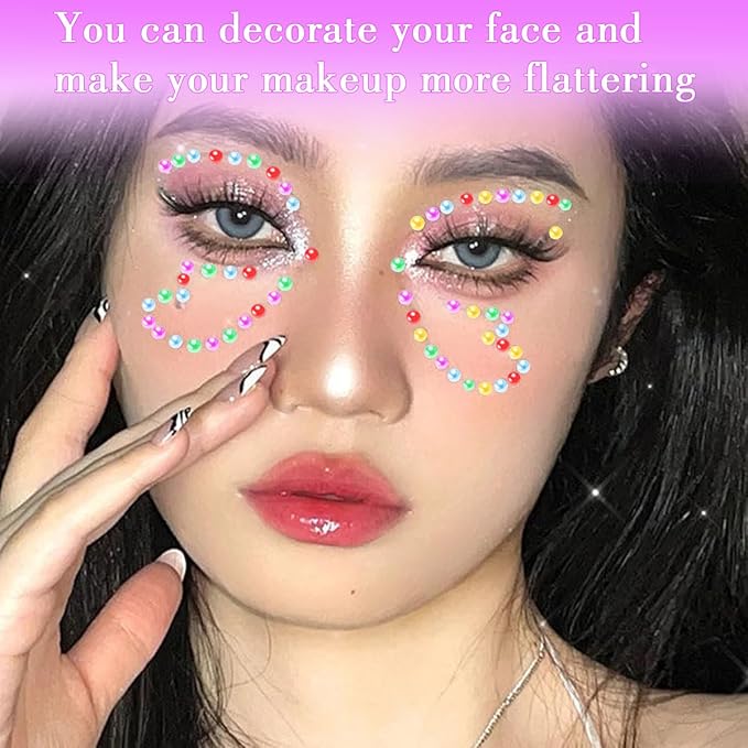 1799 Pcs 4 Sheets Pearl Stickers 3/4/5/6 mm Self Adhesive Rhinestones Gems for Face Eyes Makeup Hair Body (Color_pearl-3/4/5/6mm)