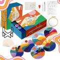 yuegool 6PCS Landscapes Punch Needle Coasters Kit,Easy DIY Punch Needle Embroidery Kit for Beginners Adults Kids Including Patterns, Tools, Yarns, Hoop, Instruction, Coaster Holder Art Craft Supplies
