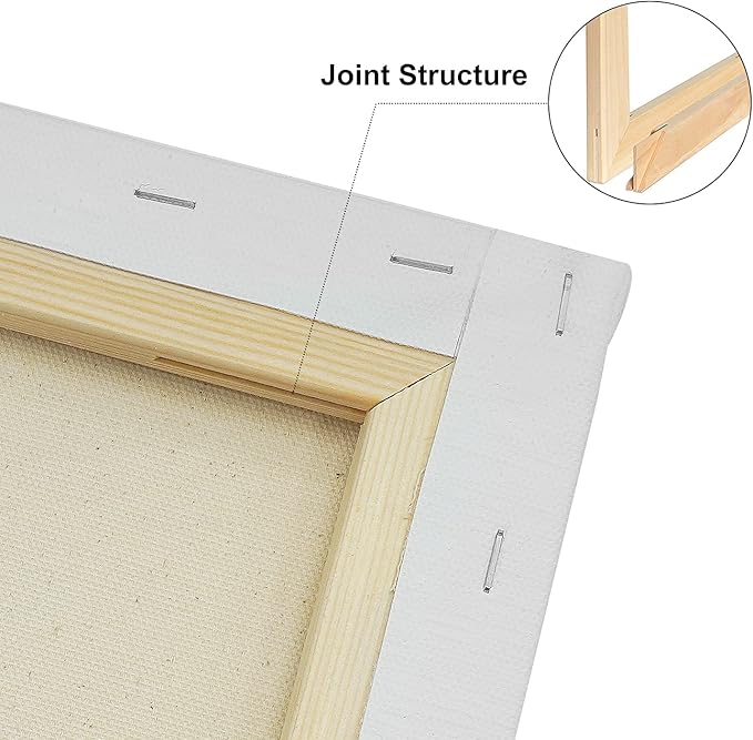 PHOENIX Professional Stretched Canvas for Painting - 16x20 Inch/4 Pack 3/4 Inch Profile, 100% Cotton 12 Oz. Heavy Duty Gesso Triple Primed White Blank Artist Canvases for Oil & Acrylic Paints