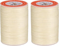 uxcell Round Leather Sewing Waxed Thread, 55m / 60 Yards Polyester Wax String, 0.80mm Wax Stitching Cord for Leather Crafts, Bookbinding, Bracelets Braided, Light Beige, 2pcs