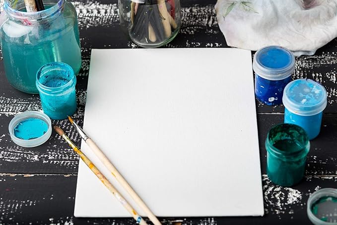 ARTEZA Canvas Boards for Painting, 10 x 10 Inches, Pack of 14, Blank White Square Canvas Panels for Acrylic, Oil and Gouache Painting