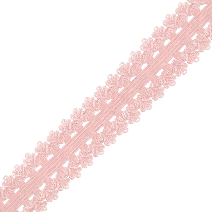 Mandala Crafts Blush Stretch Lace Soft Elastic Trim Roll - 55 Yards 1 Inch Wide Stretchy Frilly Picot Ribbon for Sewing Lingerie, Headbands, Underwear, and Crafts
