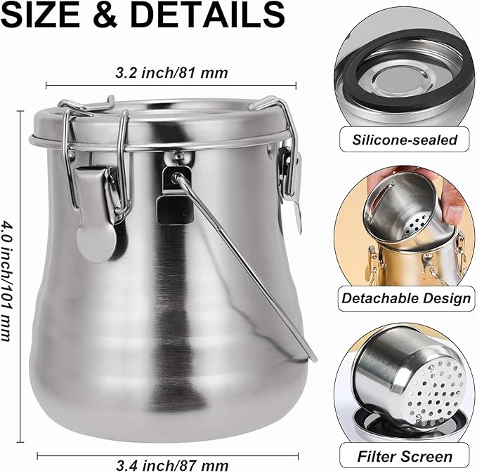 Paint Brush Cleaner, Stainless Steel Airtight Brush Holder and Organizer with Removable Porous Filter for Painting (20.3 oz/600 ml)