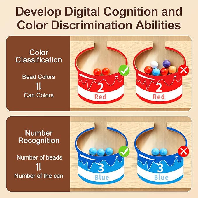 Magnetic Color and Number Maze-Montessori Toys for 3 4 5 Year Old, Educational Wooden Puzzle Board for Preschool Learning, Fine Motor Skills Toy for Toddler, Counting Matching Games for Boys Girls