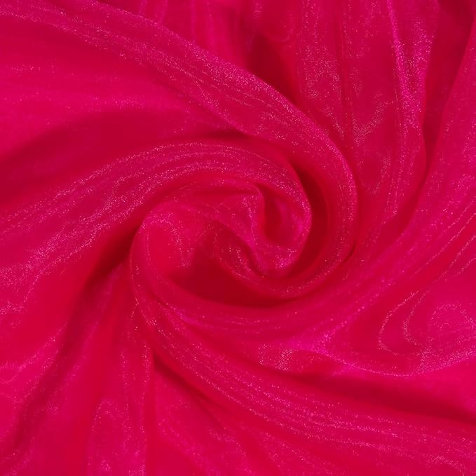 Fynite Sheer Organza Fabric | 5 Yards Long | 44" Wide | Bridal Solid Sheer Organza Bolt for Wedding Dress Fashion Craft Decorations - Hot Pink