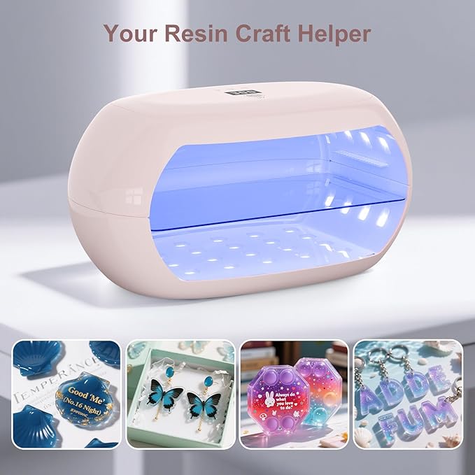 PUWANJILI UV Light for Resin,360° Ring Dual-Layer & Adjustable Time Setting (1/3/5min)UV Resin Light,56 LED High-Powered UV Lamp for Resin Curing,Fast Curing Lamp for Resin Molds,DIY Crafts Decor,Pink
