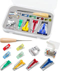 Funstreet Comprehensive Bias Tape Maker Kit, Fabric Tape Tools Sewing Machine Presser Foot, Sewing Clips Ball Point Pins, Awl for Fabric Sewing/Quilting
