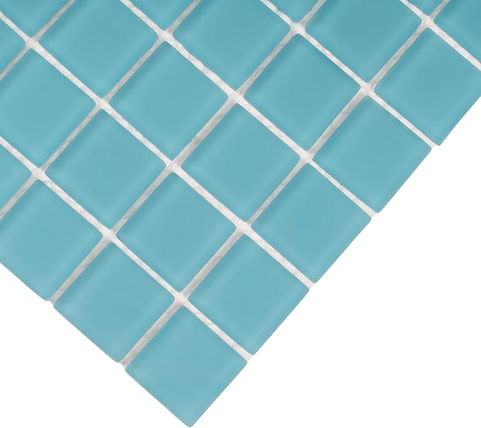 1"x1" Sea Blue Matte Finished Glass Mosaic Tile (9.67 Sq ft- Box of 10 Sheets)