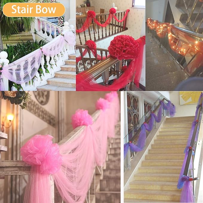 Crystal Organza Tulle Sheer Fabric Backdrop Curtains for Wedding Baby Shower Birthday Party Event Decor, 19” by 30 Yard (Orange)