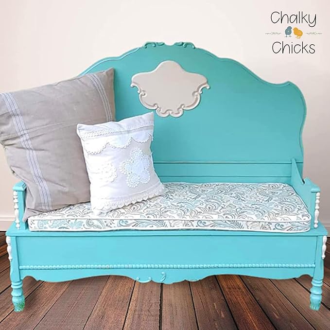 Chalky Chicks All-in-One Chalk Paint for Furniture or Cabinet - 4 Fl Oz - Matte Finish Aqua Bay (Aqua Blue) for Metal, Wood Furniture Paint - No Sanding All-in-One for Home Decor & Crafts, USA Made