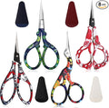 Zhehao 4 Pcs Sewing Embroidery Scissors with Artificial Leather Cover Sewing Stainless Vintage Embroidery Scissors for DIY Needlework Art Manual Handicraft (Delicate)