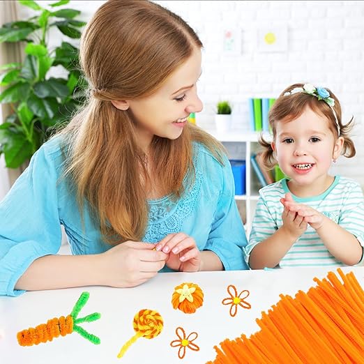 Veramz 500PCS Pipe Cleaners Craft - Orange Pipe Cleaners Craft Bulk Supplies,Chenille Stems for Kids and Adults DIY Arts Crafts Project