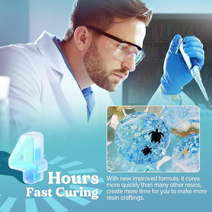 LET'S RESIN Fast Cure Epoxy Resin,Demold in 4 Hours,72OZ Upgrade Quick Drying & Crystal Clear Resin,Bubble Free Epoxy Kit for Craft,Art, Craft Supplies with Dye, Cup,Stir Stick