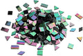 Lanyani Glass Mosaic Tiles for Art Crafts,4 Shapes Mixed Tiffany Stained Glass Pieces,200 Pieces,Square/Rectangle/Diamond/Triangle,Iridescent Black
