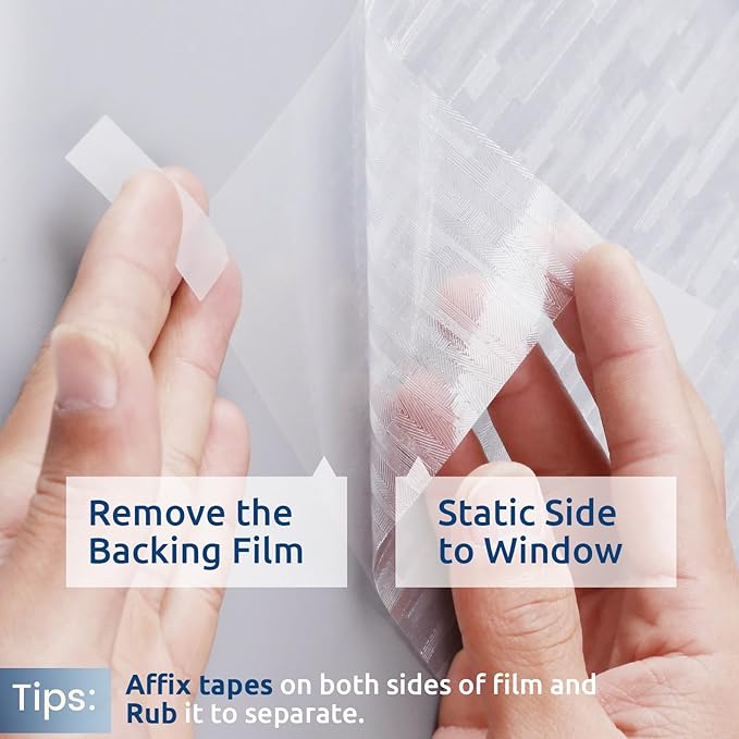 rabbitgoo Window Privacy Film, No Glue Frosted Glass Film, Static Cling UV Blocking Non Adhesive Reusable Heat Control Window Vinyl Clings for Home, Office, Frosted Silk, 11.8 x 118.1 Inches