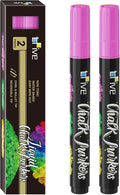 TFIVE Pink Liquid Chalk Markers - 2 Pack Bright Colors Erasable Chalk Marker Pens, Reversible Tip, Non-Toxic, for Chalkboards, Signs, Glass, Easy to use Chalk markers TF800