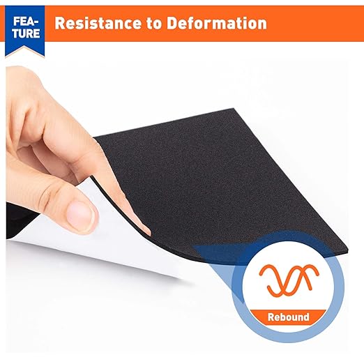 MAGZO 20Pcs Adhesive Foam Padding 1/16 in Thick X 6 in X 6 in,Closed Cell Foam Sheets Neoprene Rubber Self Stick Pads Anti Vibration Pads,Black (6in x 6in x 1/16in, 20Pcs)