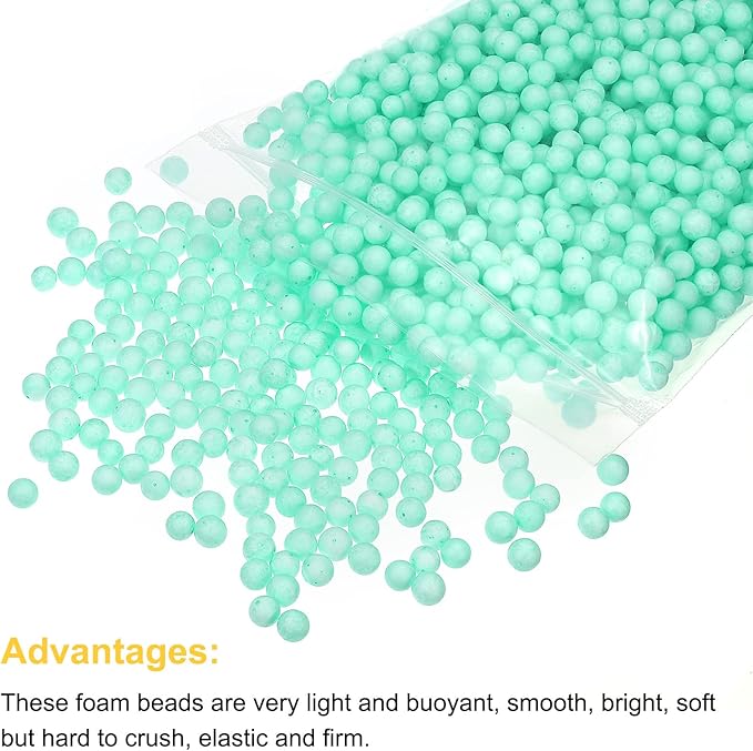 MECCANIXITY Foam Beads Foam Balls 7-9mm for Wedding and Party Decorations, Tiny Packing Balls, Arts DIY Crafts Supplies (Green,1 Pack Approx 3000pcs)
