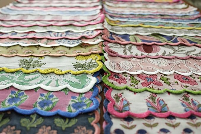 Ridhi Cloth Napkins 100% Pure Cotton Farmhouse Wedding Dinner Napkins for Halloween, Thanksgiving, Holiday Daily Wedding uses Napkins (6-20"x20" Dinner Napkin, Mix Random)